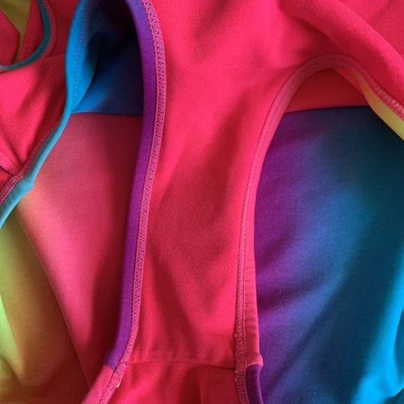 Justice rainbow one piece cut out swim suit 10 girls - Picture 11 of 12